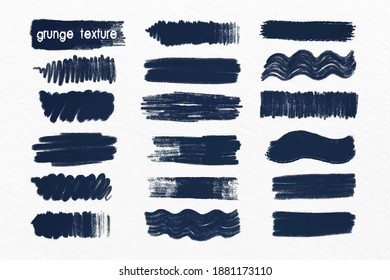 Set of Grunge texture with black brush strokes and splashes. vector illustration.