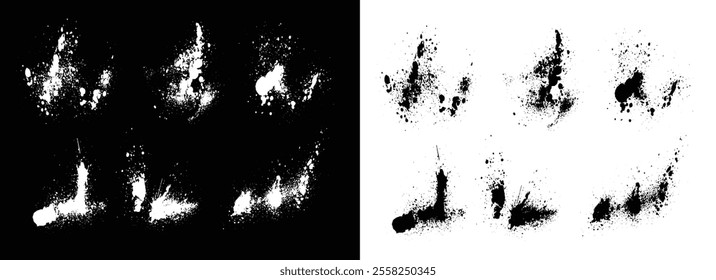 Set of grunge texture black and white color painted blood smears background text box