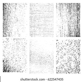 Set of grunge texture. Collection of different black and white backgrounds with grain, scratches, wall. vector backdrop.