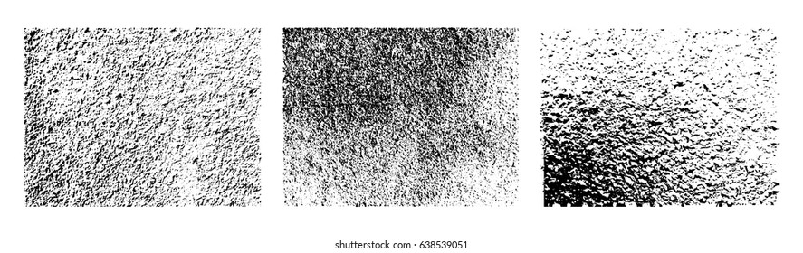 Set of grunge texture. Collection of different black and white urban backgrounds with grain,  wall vector backdrop.