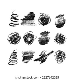 Set of grunge texture created with chalk and charcoal. Vector illustration