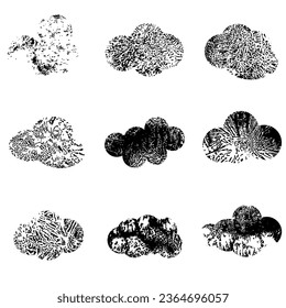 Set of Grunge Texture Stamp. Grunge shapes cloud.