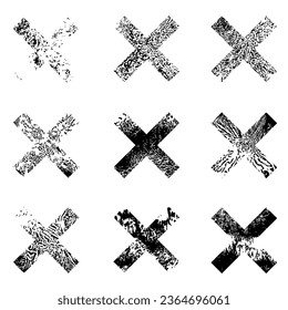 Set of Grunge Texture Stamp. Grunge shapes cross.