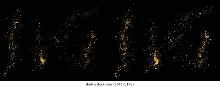 Conjunto de grunge textura Vector oro brillo decoración de polvo diseño de fondo