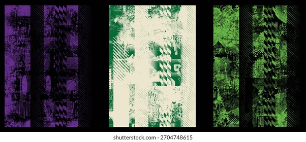 Set of grunge texture vector overlays with unique style for modern design,posters and digital layouts.Combined and mixed layered background for digital design. Vector backgrounds collection.
