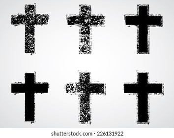 Set Grunge Textured Crosses Goth Style Stock Vector (Royalty Free ...