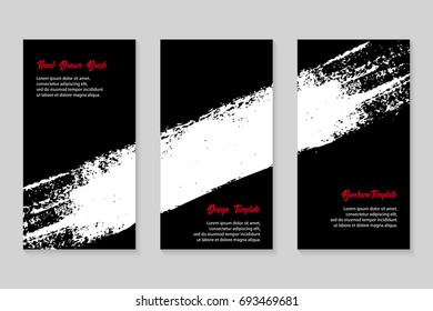 Set of grunge textured flyers. Brochure template vector illustration