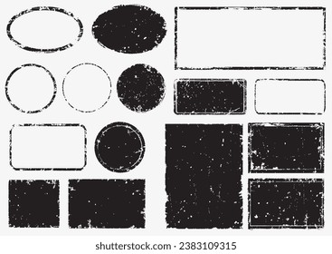 Set of grunge textured stamps.