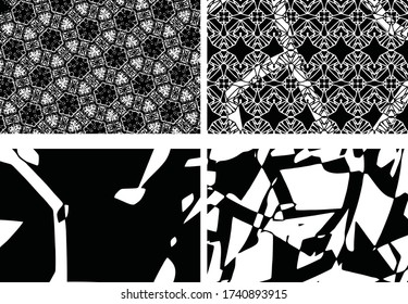 Set of grunge textures. Abstract black and white backgrounds. Collection of dirty spots, scratches, wear and tear