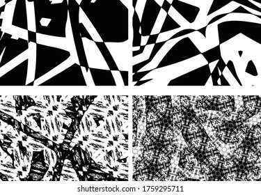 Conjunto de texturas gruesas. Resumen de antecedentes en blanco y negro. Colección de manchas sucias, arañazos, desgaste y desgaste
