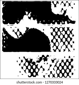 Set grunge textures. Abstract stains, blots, black paint strokes