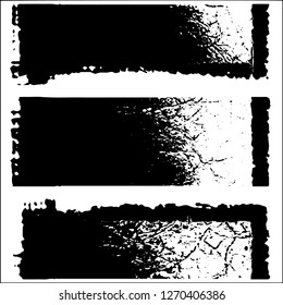 Set grunge textures. Abstract stains, blots, black paint strokes
