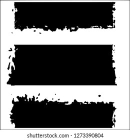 Set grunge textures. Abstract stains, blots, black paint strokes