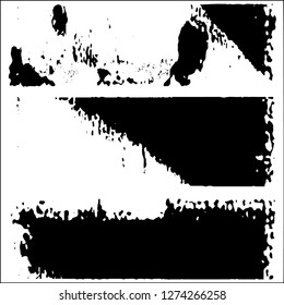 Set grunge textures. Abstract stains, blots, black paint strokes