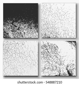 Set of grunge textures - abstract stock vector template with craquelure, cracks, scratches.