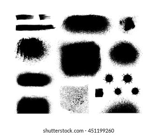 Set of grunge textures. Black ink vector stains isolated on white. Backgrounds for design or scrapbook.
