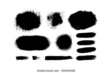 Conjunto de texturas gruesas. Manchas vectoriales negras aisladas en blanco. Antecedentes para el diseño o la guía.