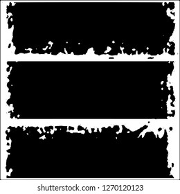 Set of grunge textures. Black paint strokes, spots on white background