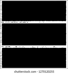 Set of grunge textures. Black paint strokes, spots on white background