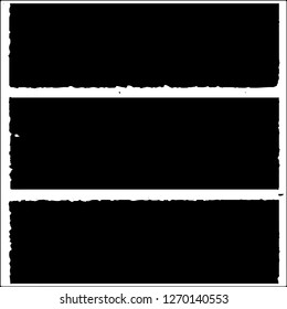 Set of grunge textures. Black paint strokes, spots on white background