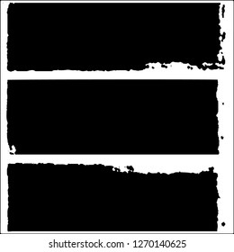 Set of grunge textures. Black paint strokes, spots on white background