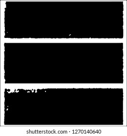 Set of grunge textures. Black paint strokes, spots on white background