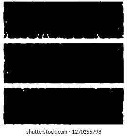 Set of grunge textures. Black paint strokes, spots on white background
