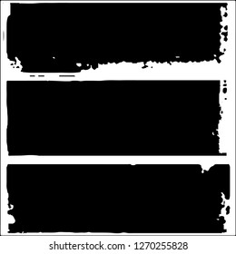 Set of grunge textures. Black paint strokes, spots on white background