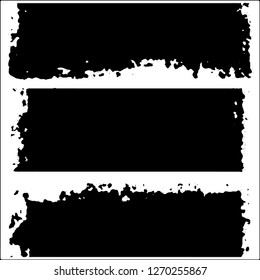 Set of grunge textures. Black paint strokes, spots on white background