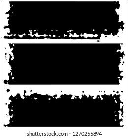 Set of grunge textures. Black paint strokes, spots on white background
