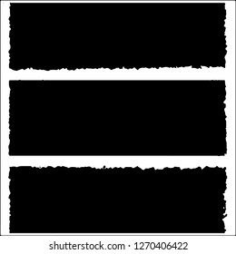 Set of grunge textures. Black paint strokes, spots on white background