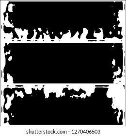 Set of grunge textures. Black paint strokes, spots on white background