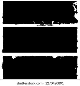 Set of grunge textures. Black paint strokes, spots on white background