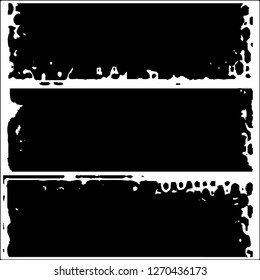 Set of grunge textures. Black paint strokes, spots on white background