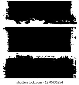 Set of grunge textures. Black paint strokes, spots on white background