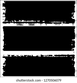 Set of grunge textures. Black paint strokes, spots on white background