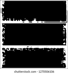 Set of grunge textures. Black paint strokes, spots on white background