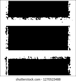 Set of grunge textures. Black paint strokes, spots on white background