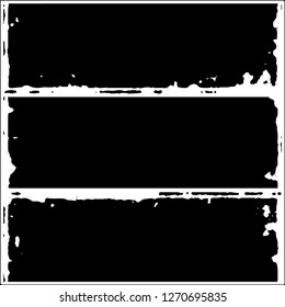 Set of grunge textures. Black paint strokes, spots on white background