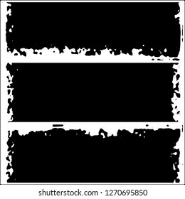 Set of grunge textures. Black paint strokes, spots on white background