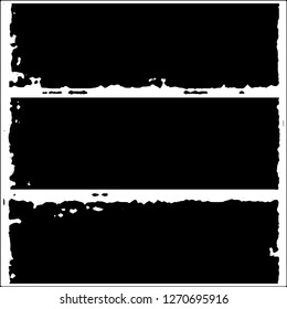Set of grunge textures. Black paint strokes, spots on white background