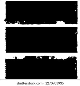 Set of grunge textures. Black paint strokes, spots on white background