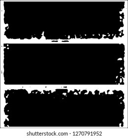 Set of grunge textures. Black paint strokes, spots on white background