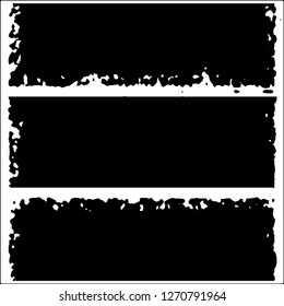 Set of grunge textures. Black paint strokes, spots on white background