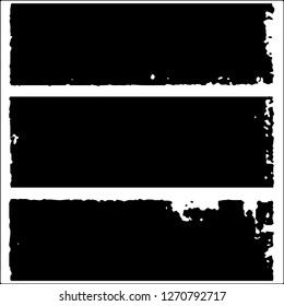 Set of grunge textures. Black paint strokes, spots on white background