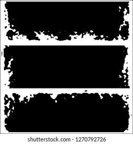 Set of grunge textures. Black paint strokes, spots on white background