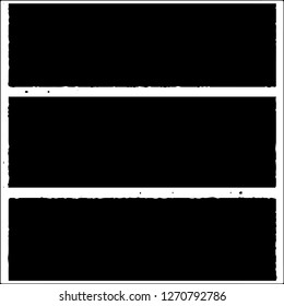 Set of grunge textures. Black paint strokes, spots on white background