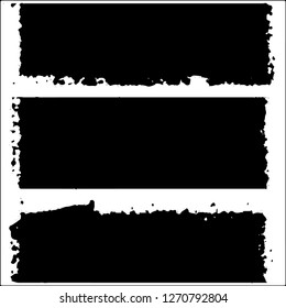 Set of grunge textures. Black paint strokes, spots on white background