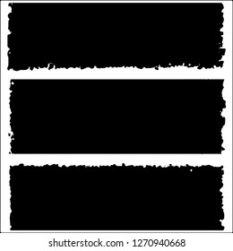 Set of grunge textures. Black paint strokes, spots on white background