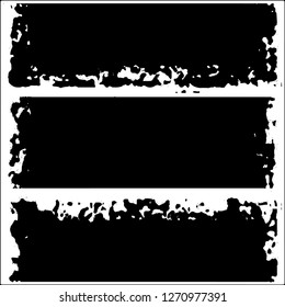 Set of grunge textures. Black paint strokes, spots on white background